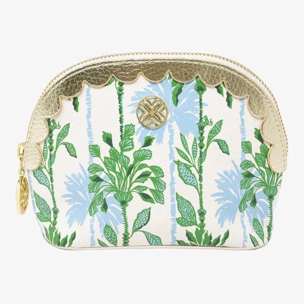NEW Lilly Pulitzer Vegan Leather Scallop Edge Zipper Pouch Makeup Bag - Picture 3 of 7